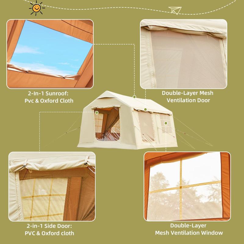 TikTok Viral SENLEETO 10–12 Person Instant Air Tent – Large Family Camping Shelter, 5-Min Setup, Waterproof with Rainfly