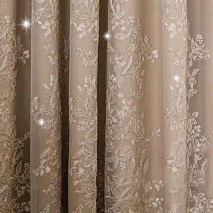 Embroidered Door Curtain, 1 Count Elegant Double Layer Curtain, Home Decor for Living Room Bedroom, Window Curtain for Home Decor, Home Decoration Curtain