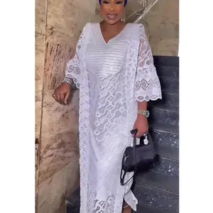 Elegant African Dresses for Women Muslim Fashion Boubou Abayas Robe Dashiki Ankara Lace Outfits Evening Gown Kaftan Maxi Dress