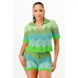 Knit Cardigan Short Set