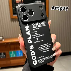 Straight Edge Phone Case for iPhone 17 16 Pro Max 15 Plus 14 13 12 11 Air XS XR E God’s Plan Pattern Anti-Scratch Shockproof Soft Silicone Protective Cover
