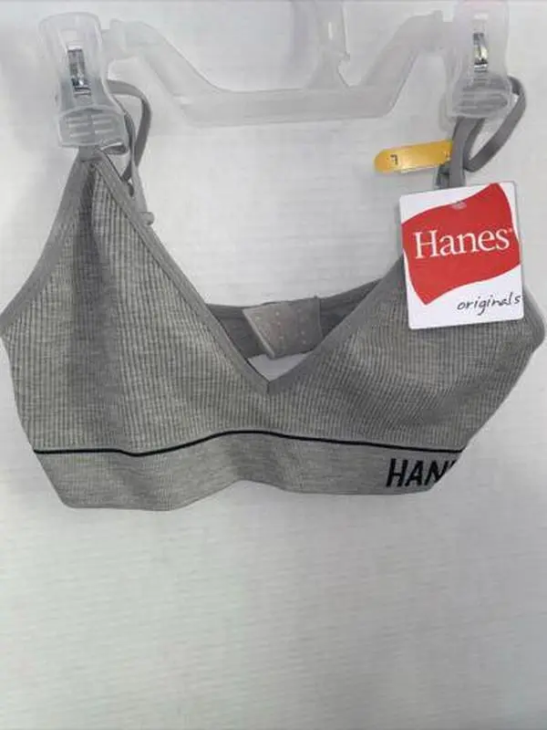 b'Hanes Originals Womens ComfortFlex Seamless Rib Triangle Scoop crop Bralette'