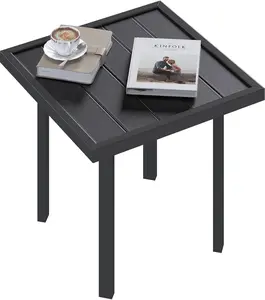 AECOJOY Square Outdoor Side Table for Patio, Pool End Table, Metal Garden Coffee Accent Tables for Backyard Porch Indoor Companion Easy Maintenance Weather Resistant