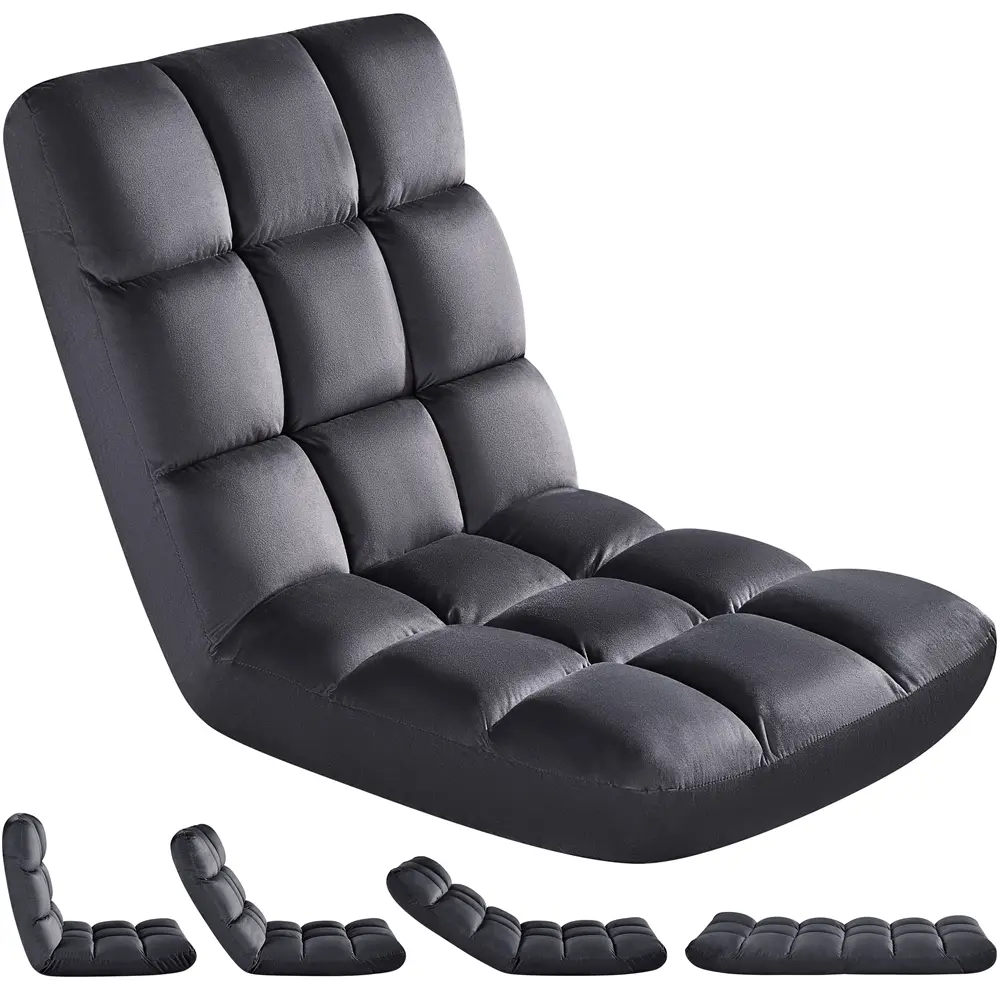 Yaheetech Ergonomic Padded Floor Folding Chair with Back Support - 14-Position Adjustable Recliner for Gaming, Reading, Back Health Solutions & Body Alignment