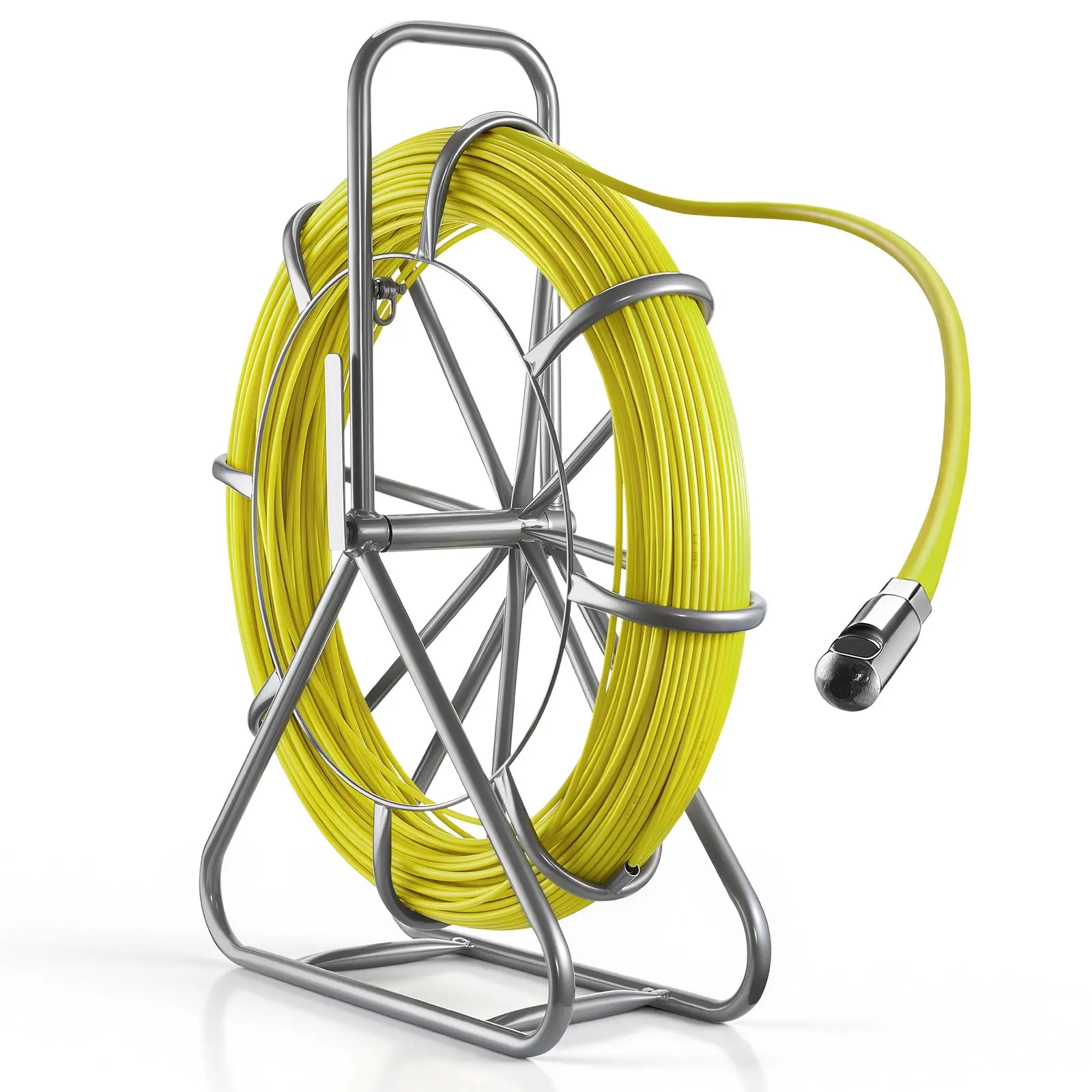 VEVOR Fish Tape Fiberglass, 500FT 6.3MM, Duct Rodder Fishtape Wire Puller with Stand, 1/4-Inch Cable Running Rod, Marked Every 5 Feet, Fishing Tools for Walls and Electrical Conduit, Non-Conductive