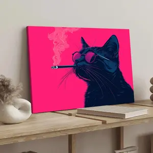 Cat Smoking Attitude Poster, Modern Art Decoration, Living Room Bedroom Decoration, Hallway Office Mural, Ideal Gift, Kitchen, Creative Modern Decoration, Home Poster, Ornaments