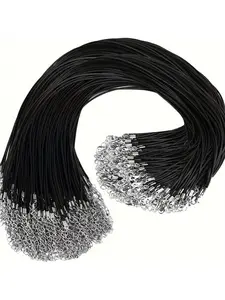 30/ 50 Pack 1.5mm Wax Black Cord Necklace Making Kit with Clasp 18 Inch DIY Jewelry Craft Supplies for Bracelet Making Beading Accessories