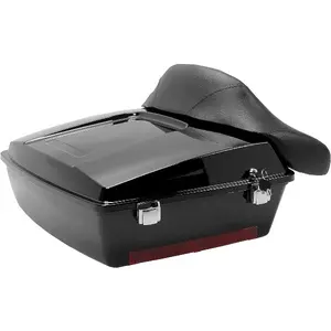 Motorcycle Large Pack Trunk Compatible with 1997-2008 Harley Davidson Touring Models with Backrest Black Plastic