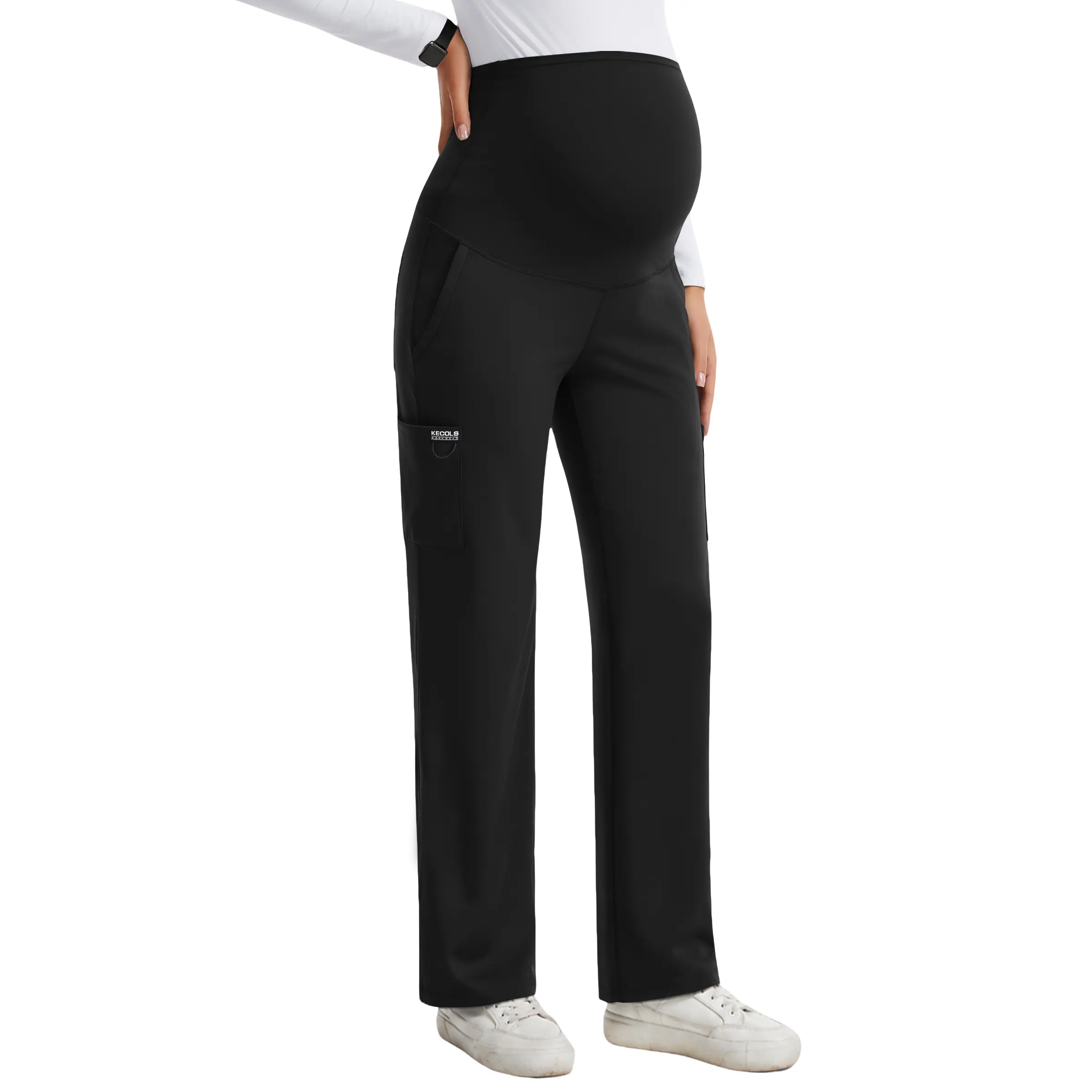 Women's Maternity Scrub Pants with 6 Pockets, 4-Way Stretchy Straight Leg Pregnancy Workwear Pant Women's Maternity Scrub Pants with 6 Pockets, 4-Way Stretchy Straight Leg Pregnancy Workwear Pant
