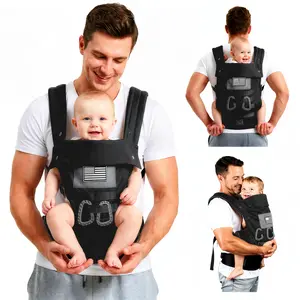Baby Carrier, Portable Infant Carrier with Foldable Headrest Carabiners for 0-36M 8-33 lbs Babies,Big and Tall Parents (Black)