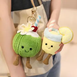Lemon/Coconut Plush Keychain for bags Pendant Cartoon Coconut Plush Toy Birthday Gift Christmas Gift for Children Home Decor