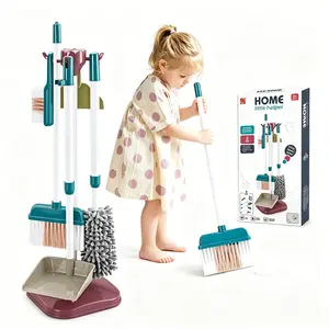 Cleaning Toy Set, 8pcs Adjustable Mop Broom and Dustpan, Role Play Learning Gift, Develops Motor Skills, Ages 3-5