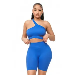 Cut Out One Shoulder Strap Top and Shorts Set