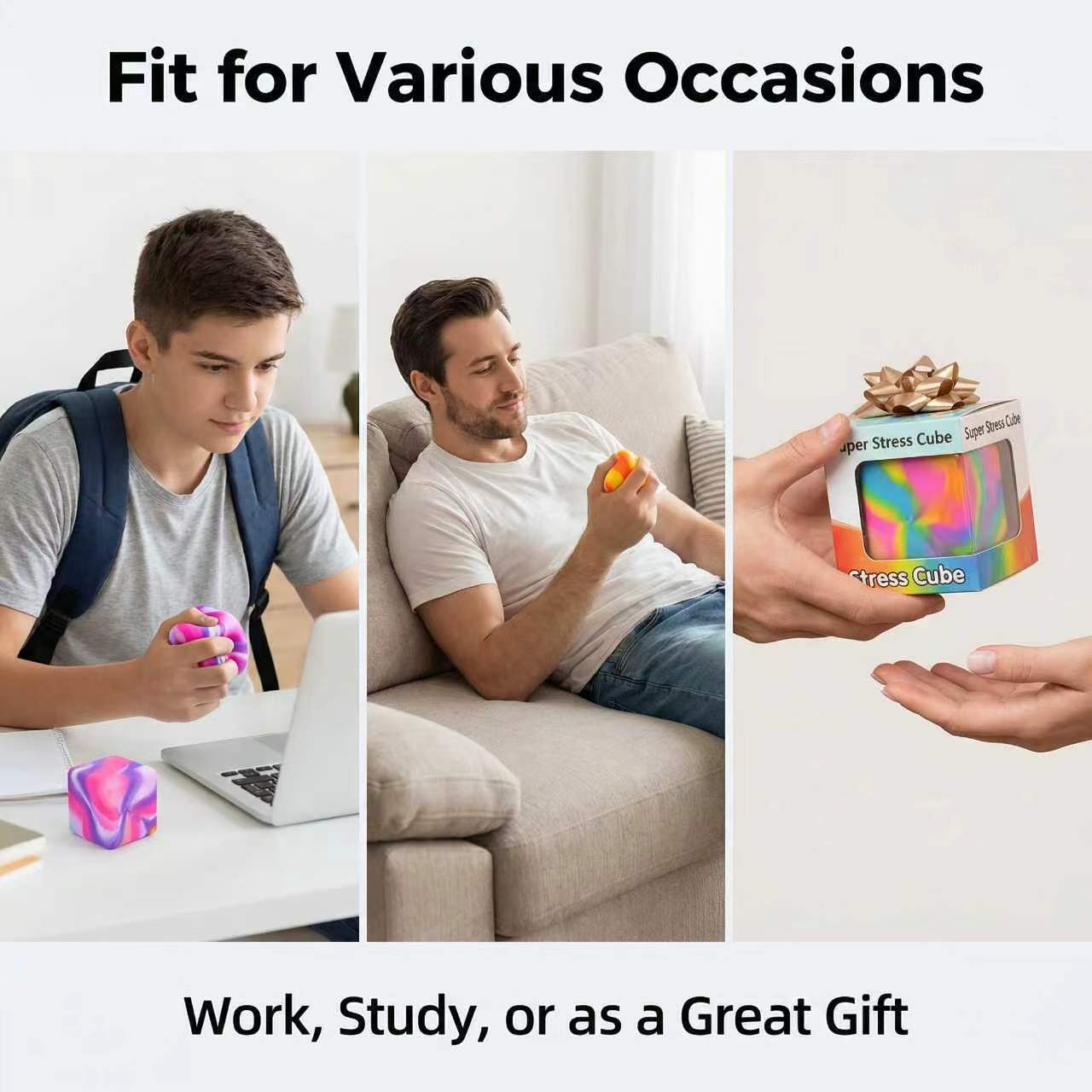 Stress Relief Toy Cube Maltose Squeeze Fun, Fashion RelaxationToy, Ideal Stress Reduction and Mood Boost Gift