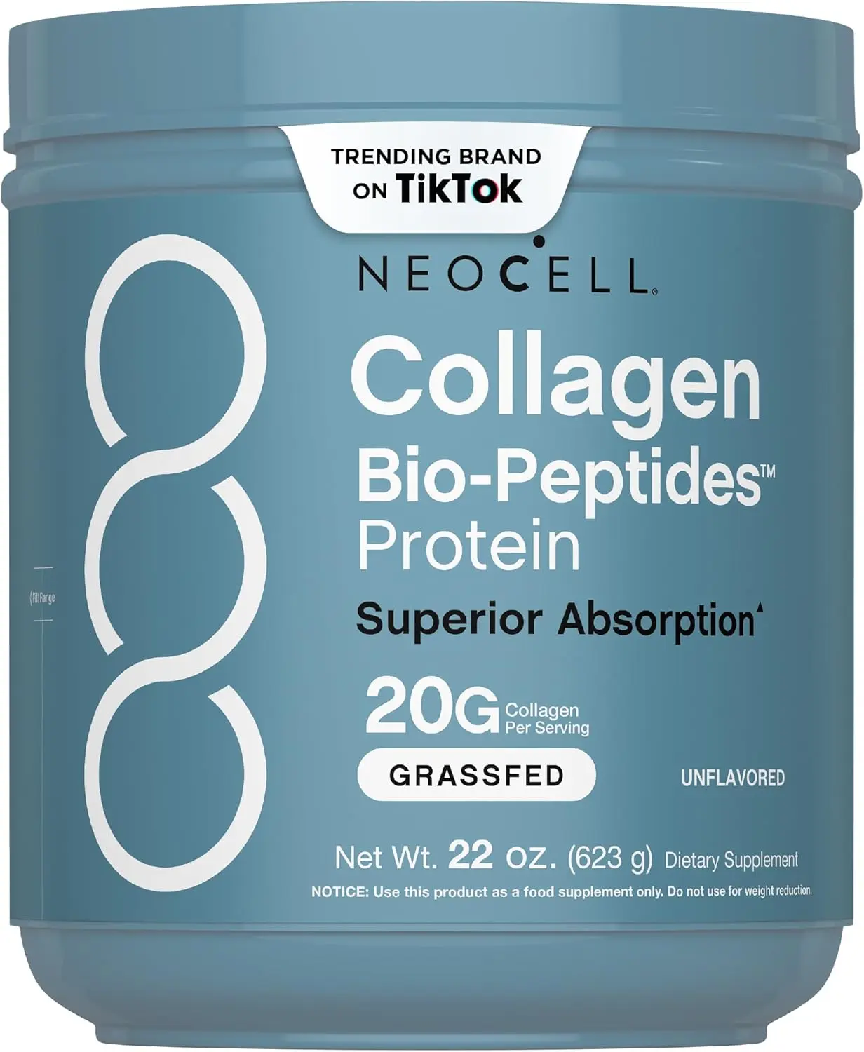NeoCell Grass Fed Collagen Bio-Peptides Powder 20g Per Scoop, Unflavored Superior Absorption Collagen Protein for Beauty & Joint, 20 oz anti aging collagen protein, skin elasticity powder Colagen Supplement