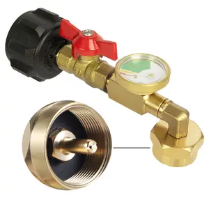 Propane Refill Adapter with Valve and Gauge, Fill 1 Lb Bottles From 20 Lb Tank, Fits For QCC1/Type1 Propane Tank and 1 lb Throwaway Disposable Cylinder Propane Bottle Connector
