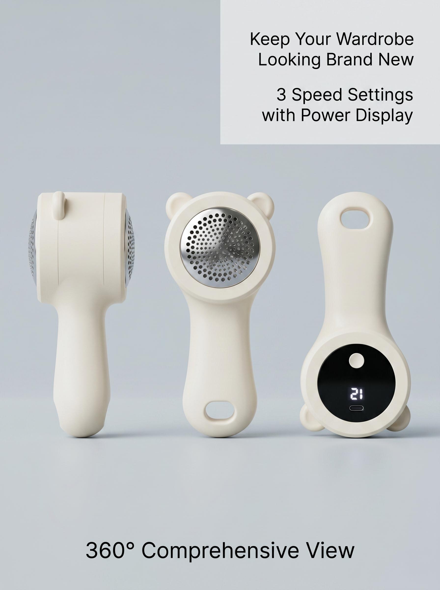 Rechargeable fabric trimmer, stainless steel 6-blade blade | Fiber remover with 3-speed settings and LED display – an efficient garment and fiber repair cutter that can remove fuzz, fiber balls, and pilling. Christmas gift.