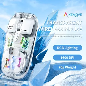 KEMOVE M2SE Transparent Wireless Gaming Mouse, 70g Lightweight with 2.4G/Bluetooth, Rechargeable, RGB Lights, Adjustable DPI, Compatible with Notebook/MacBook/iPad/PC