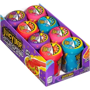 Juicy Drop Gummy Candy Dip ‘N Stix Snack, Sweet Gummy Sticks with Sour Dipping Gel, Pack of 8
