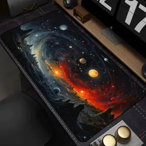 Cosmic Galaxy Planet Extended Mouse Pad, Sci-Fi Space Desk Mat, Desk Accessories | Oversized Non-Slip for Gamers & Astronomy Fans Vibrant Nebula Aesthetic