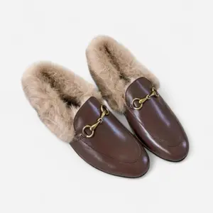 Loafers for Women, Womens Loafer Flats Gold Chain Penny Loafers Slip On Fur Loafer Mules
