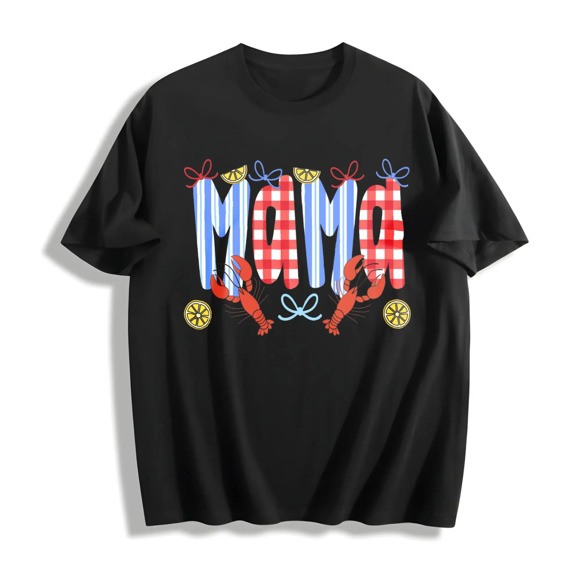Men's Short-Sleeve Lightweight Breathable Crawfish Season Streetwear T-Shirt, Cajun Food Louisiana Crewneck, Mama Gift Piece For Her