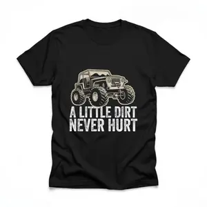 Off Road Jeep A Little Dirt Never Hurt Graphic Tee Mens Vintage Washed Cotton Short Sleeve Crewneck Streetwear Shirt for Trucks Outdoors