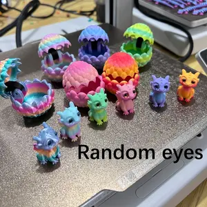 6 Piece 3D Printed Dragon Egg Set, Height 4.3 Cm, Vibrant Rainbow Candy Colors, Easter Eggs, Holiday Decorations, Decorative Sculptures, Perfect Gift