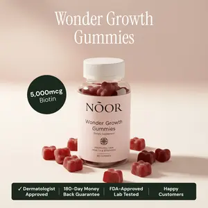 Noor Hair Growth Vitamin Gummies - Reduces Shedding & Supports Thicker Hair in 2-4 Weeks with Iodine, B12, Folate & Biotin, Non-GMO Formula