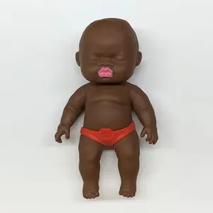 "Little Black Doll" Stress-Relief Keychain Toy - Palm-Sized Rubber Squeeze Toy, Slow-Rising, Venting & De-stressing Gadget