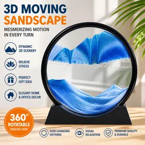 Innovative 3D Sand Art Stress Relief Hourglass, Modern Home Office Decor, Creative Gift for All, Rotating Visual Relaxation, Birthday Holiday Collectible
