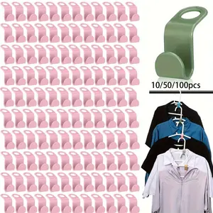 Space-Saving Clothes Hangers, Multi-Color Stackable Closet Organizers, Convenient Hanging & Storage, Multifunctional Hanger, 10/50/100 Pieces, Includes Connectors
