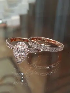 Elegant Pear Shaped Artificial Gemstone Decorated Ring, Engagement Ring, Fashion Accessories for Women, Trendy All-match & Exquisite Jewelry for Birthday Gift, Elegant Rhinestone Ring