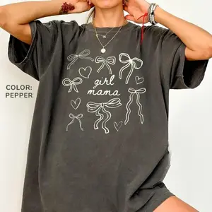 Comfort Colors Girl Mama T-Shirt, Coquette Girl Mama Tshirt, Girl Mama Mothers Day Gift, TShirt for Mom of Girls, Coquette Bow Mama Tshirt