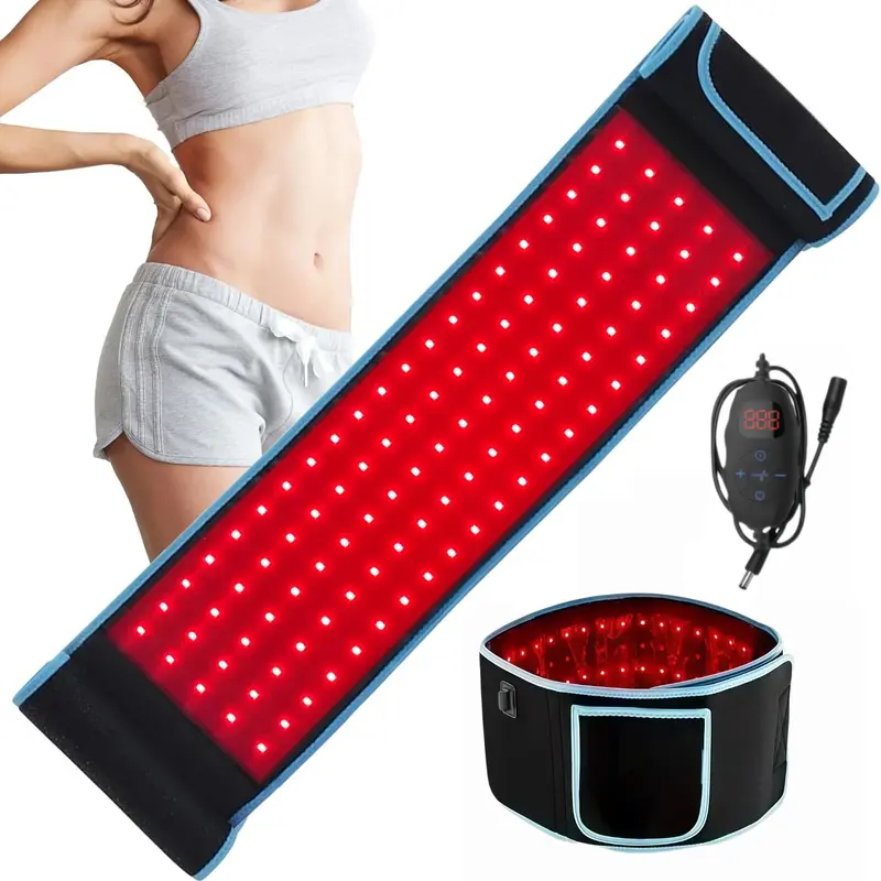 Unscented Advanced LED Red Light Therapy Belt - 660nm & 850nm Infrared, 10Hz Pulse Light Mode, Soothing Heat with Temperature Control, Adjustable Lightweight Flexible Wrap for Back, Shoulder, Advanced LED Belt Supports Skin's Natural Appearance