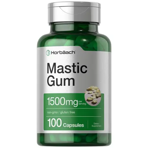 Horbäach Mastic Gum Capsules 1500mg 100 Count | Non-GMO & Gluten Free