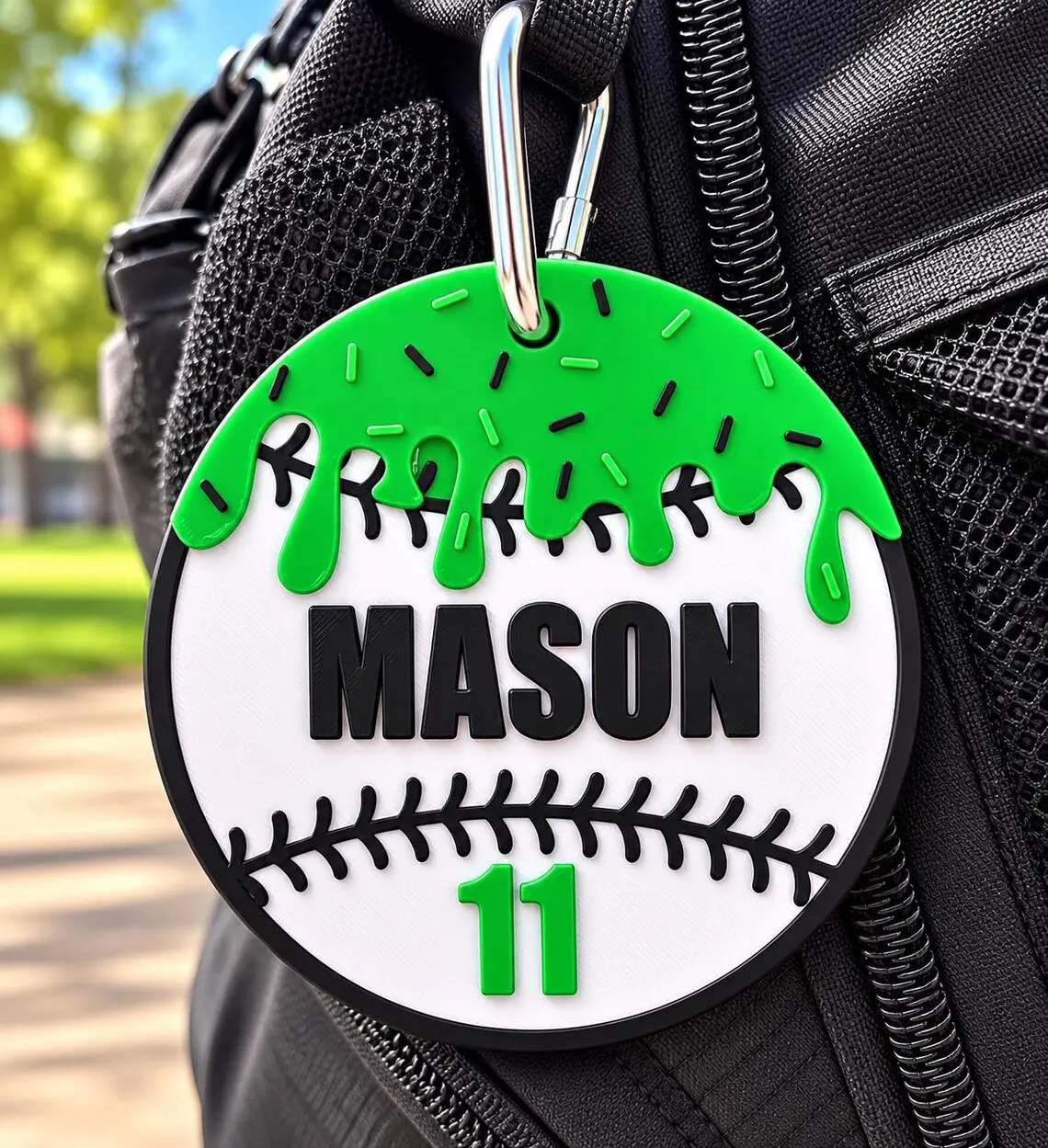 3D Printed Baseball Drip Keychain, Custom Baseball Keychain, Personalized Baseball Keychain