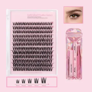 SOSIAYCICI Eyelash Lashes Clusters Kit Natural Wispy LashClusters 9-16MM Include Waterproof Black Lash Bond Seal, Lash Remover,Tweezers  False Eyelashes for Women, Beginner-Friendly Daily Wear