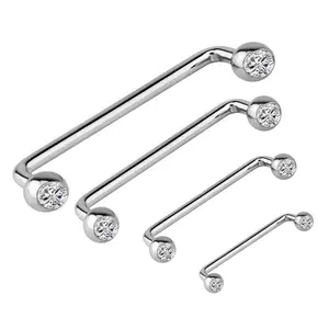 90 Degree Bent Surface Staple Barbells 14 Gauge Internally Threaded CZ