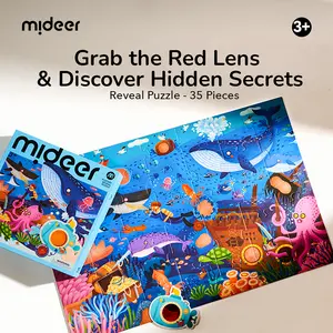 Mideer Ocean Themed Mystery Reveal Puzzle 35 Pieces for Kids Ages 3+, Educational & Aesthetic Learning Toys, Magic Red Lens Hidden Picture Jigsaw, 2-in-1 Puzzle & Treasure Hunt Game, Gift for Toddlers & Preschoolers