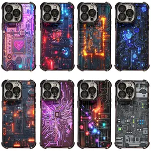 Cyberpunk Circuit Board Neon Tech Phone Case, Shockproof Hard Cover for iPhone 17, 16, 15, 14, 13, 12, 11, Pro, Pro Max, Plus | Compatible with Samsung Galaxy S23, S24, S25, S26, Plus, Ultra, Perfect Gift for Tech Lovers