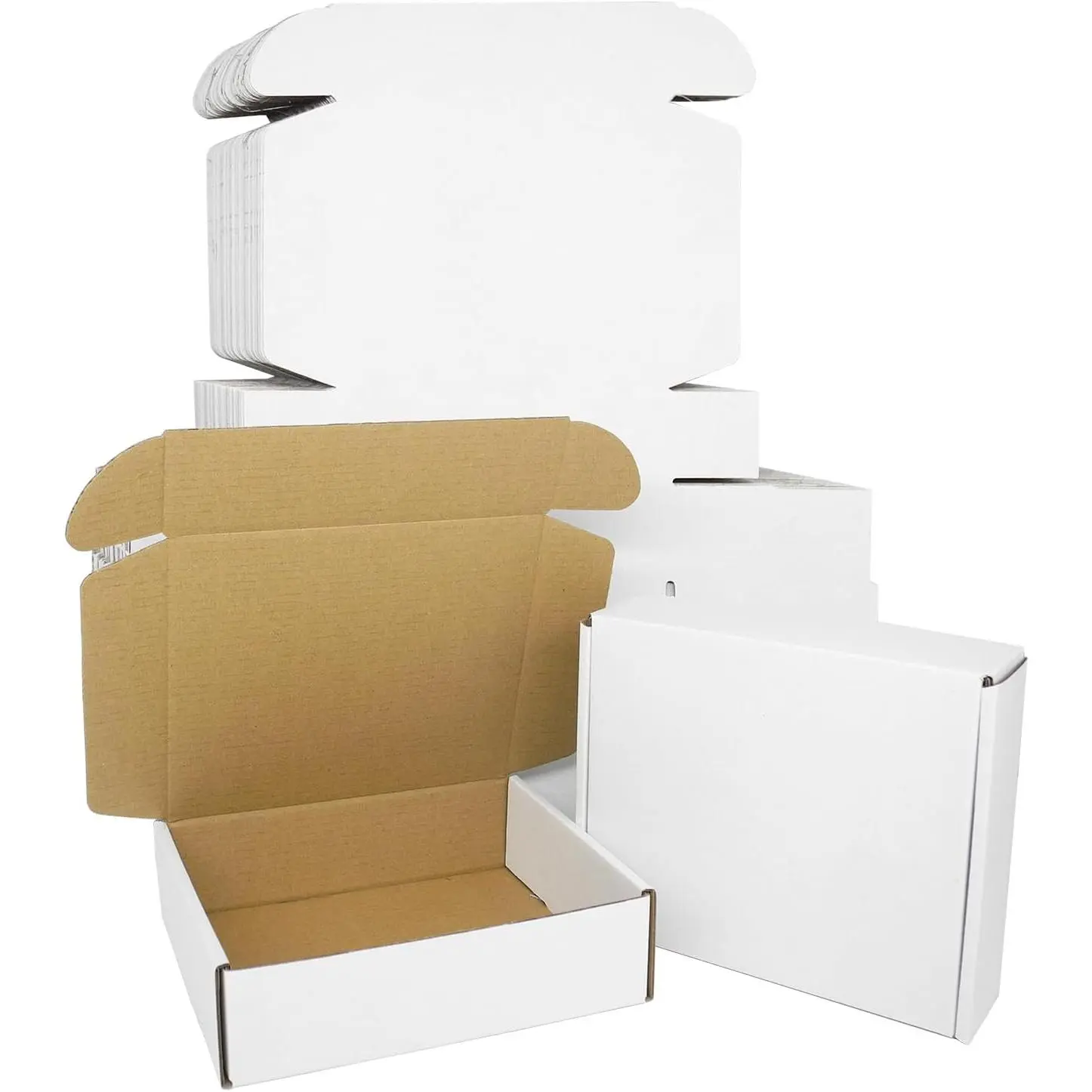 7x6x2 Shipping Boxes 50 Pack, Small Cardboard Boxes Mailer for Mailing Packaging White Mailers Flat Corrugated Literature Mailer Jewelry Packing