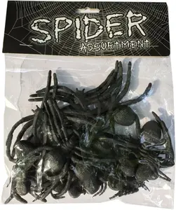 Scary Peeper - Fake Spider Pack Rubber Halloween Props Home Party Black Decor Craft Realistic Plastic Toys Decorations Kids Fun Prank Spooky Creepy Soft Reusable