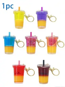 Acrylic Milk Tea Cup Keychain, Creative Liquid Sand Pendant, Lightweight Design, Perfect for Backpacks & Luggage, Cute Accessory for Photos