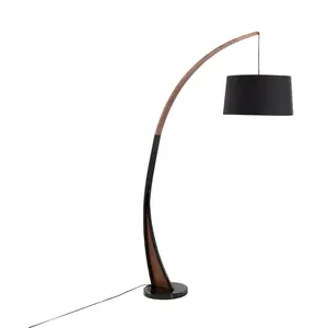 Noah Mid-Century Modern Floor Lamp with Walnut Wood Frame and Marble Base by LumiSource