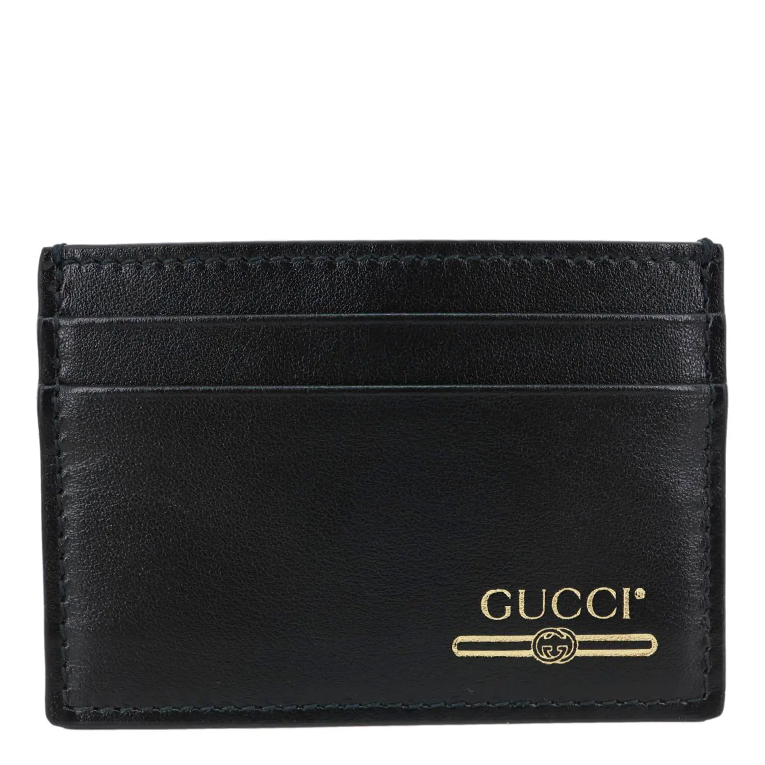 Pre-owned GUCCI Leather Clutches & Wristlets Logo Print Card Holder Black 547596