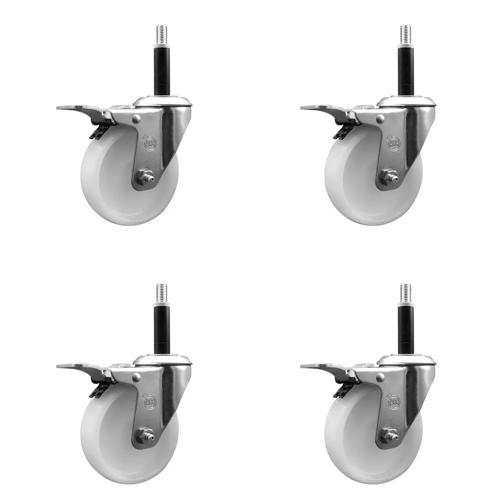 Service Caster SCC-EXTTL20S414-NYS-34-4 Nylon Swivel Expanding Stem Caster with 4 in. White Wheel & 0.75 in. Stems - Set of 4