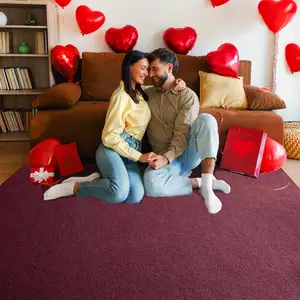 Modern Area Rugs for Bedroom Living Room, Thickened Memory-Foam Indoor Carpets, Minimalist Style Carpet Suitable for Boys Girls and Adults with Super Soft Touch, Washable,Valentine Romantic Carpet,Wine red, Purple, Beige, 4ft x 6ft, 5ft x 7f, 6ft x 9ft