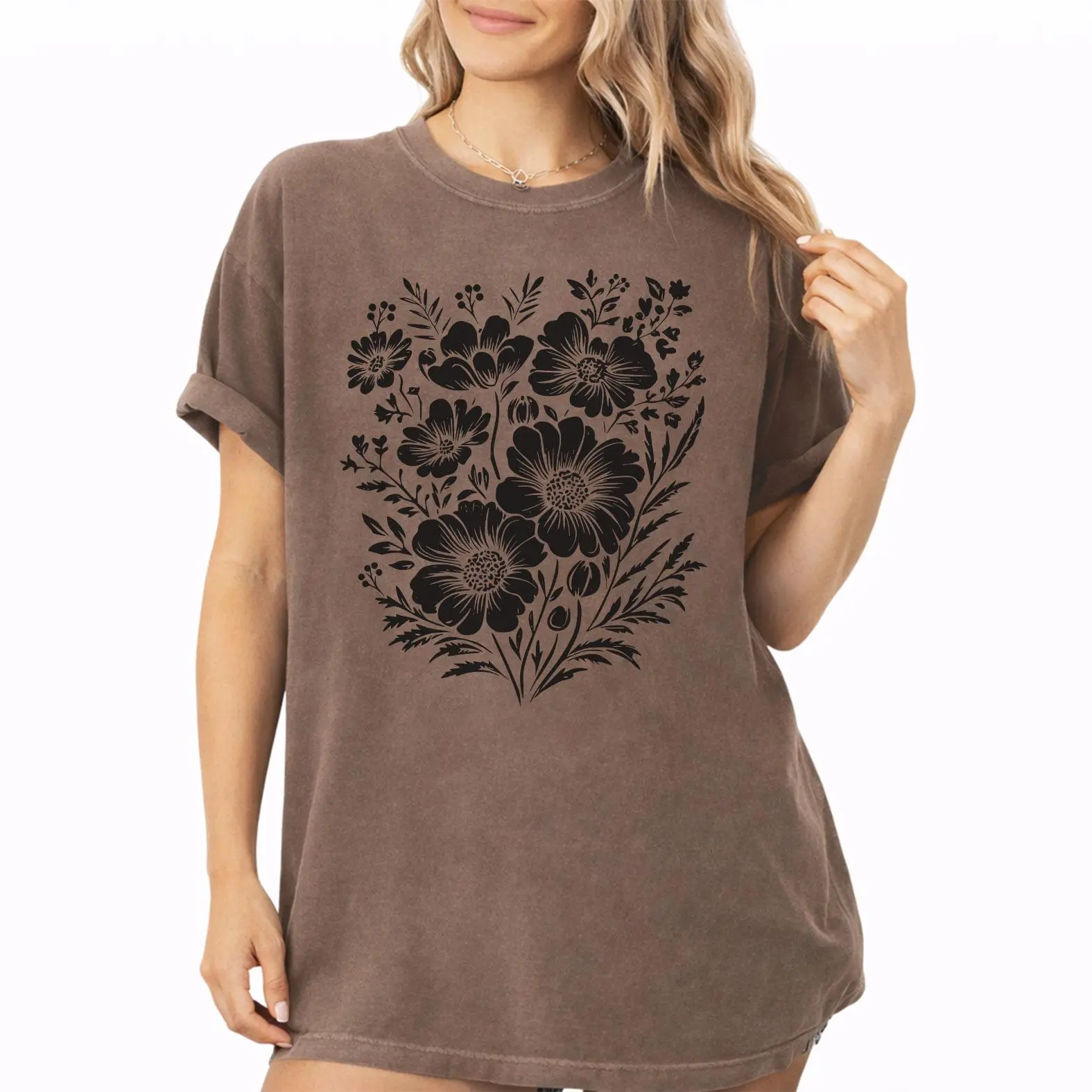 Comfort Colors Wildflower Bouquet Shirt, Botanical Flower T-Shirt, Cottagecore Floral Graphic Tee, Gift for Flower Lovers