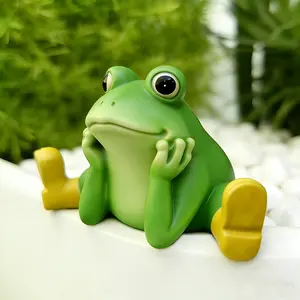 Resin Frog Statue, Lifelike Stretching Legs, Mini Decor for Garden and Landscape, Home Decoration, Outdoor and Indoor Use